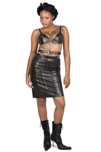 DEMITRIA Jeffrey Campbell Pencil Skirt Bronze Snake