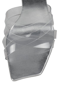 DEWDROP Jeffrey Campbell Heeled Sandal Silver Clear