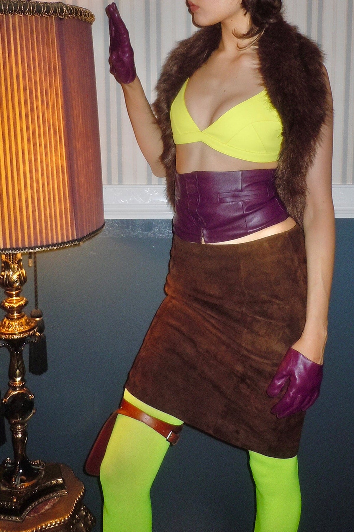 EDWARDIAN BELT Jeffrey Campbell Corset-Inspired Belt Brown