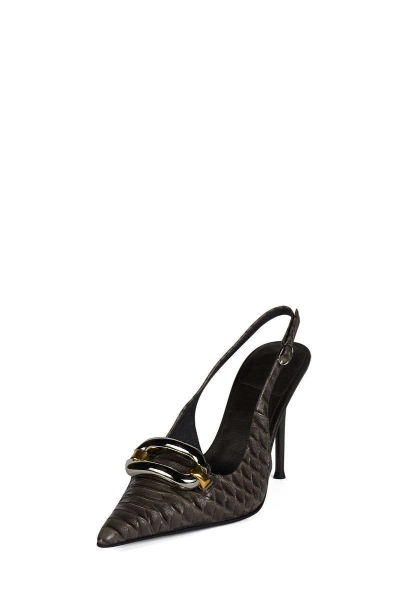 ENTERPRISE Jeffrey Campbell Slingback Heel Dark Grey Snake Combo
_hover