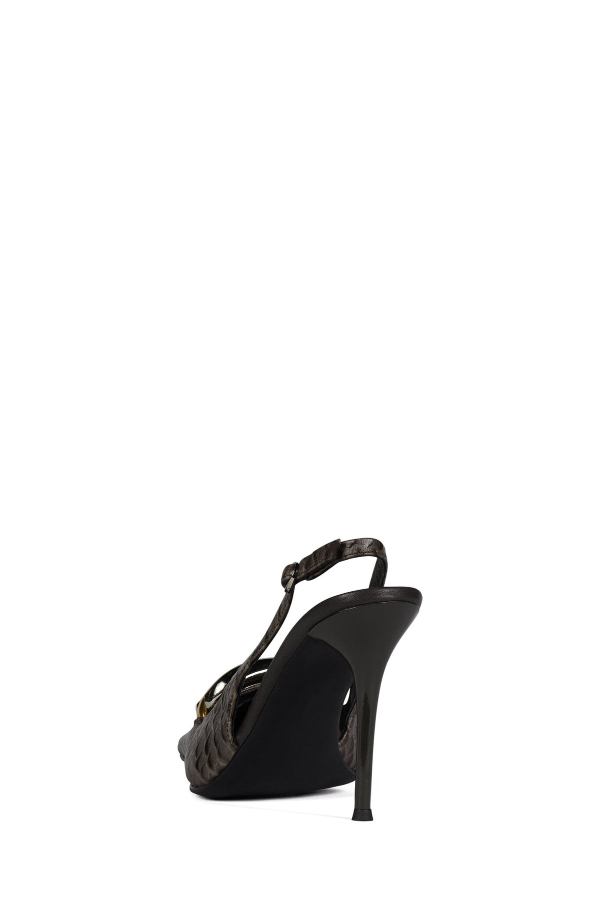 ENTERPRISE Jeffrey Campbell Slingback Heel Dark Grey Snake Combo