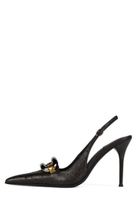 ENTERPRISE Jeffrey Campbell Slingback Heel Dark Grey Ostrich
