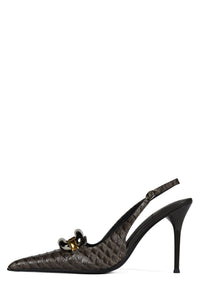 ENTERPRISE Jeffrey Campbell Slingback Heel Dark Grey Snake Combo