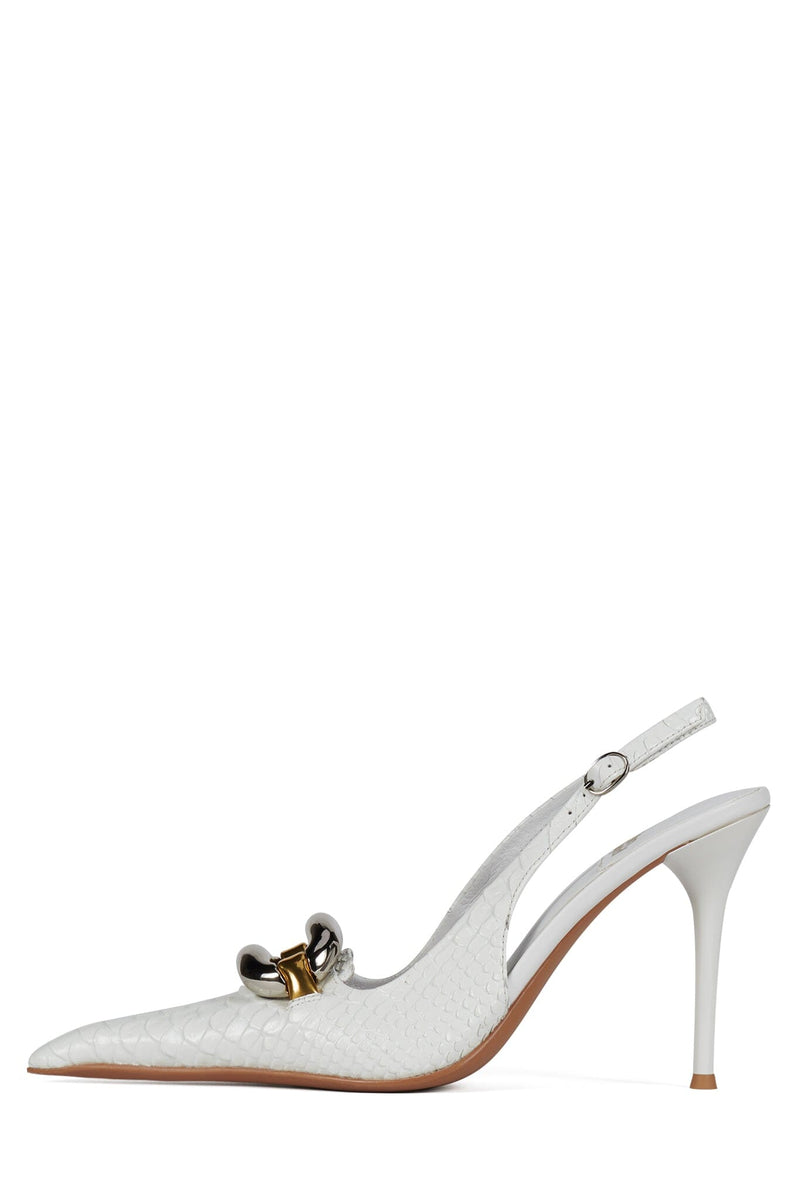 ENTERPRISE Slingback Heel YYH White Snake Patent 6 