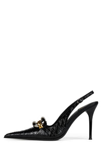 ENTERPRISE Jeffrey Campbell Slingback Heel Black Snake Combo