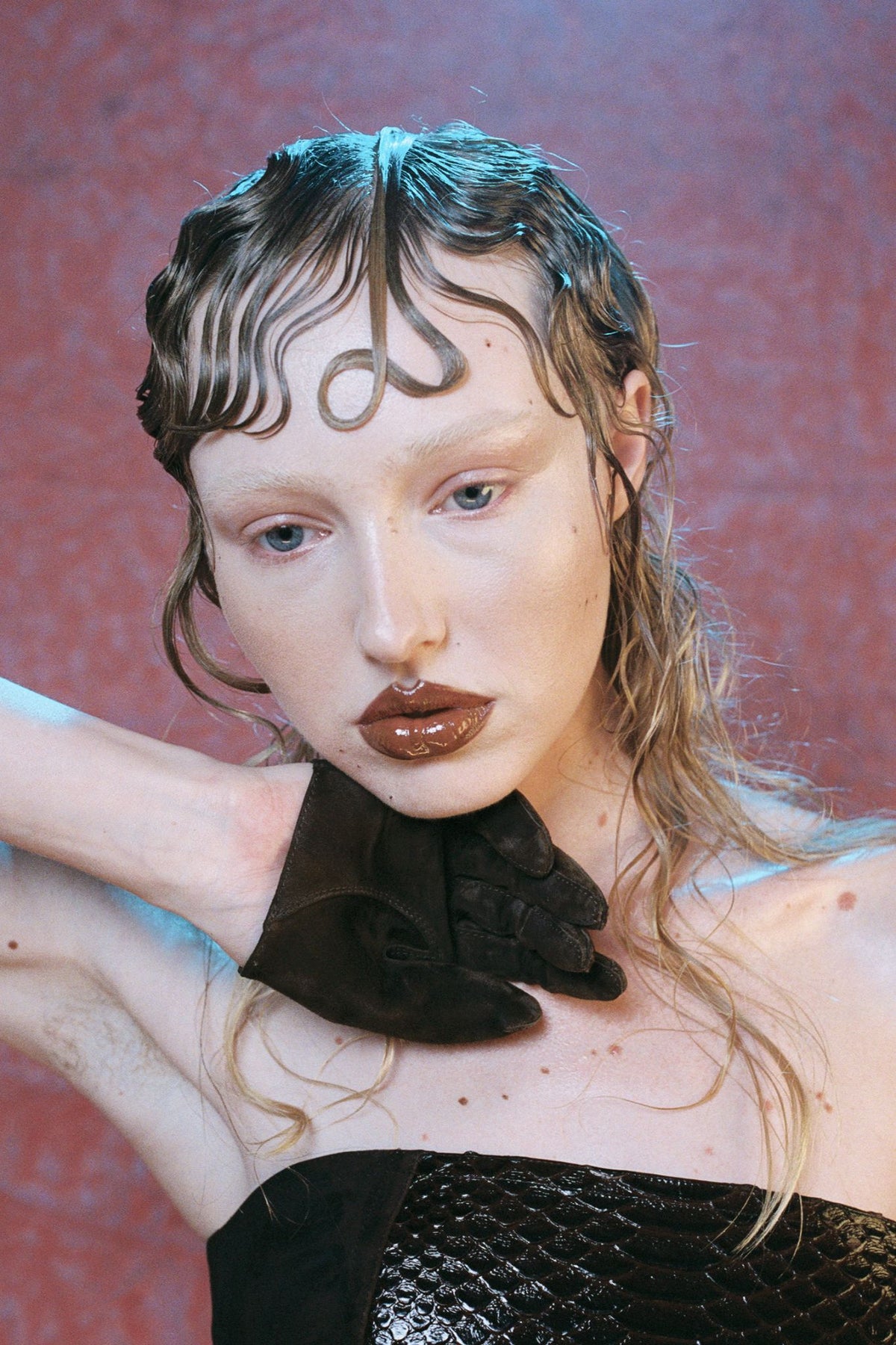 ENTERTAIN TOP Jeffrey Campbell Top Brown Snake Combo _hover