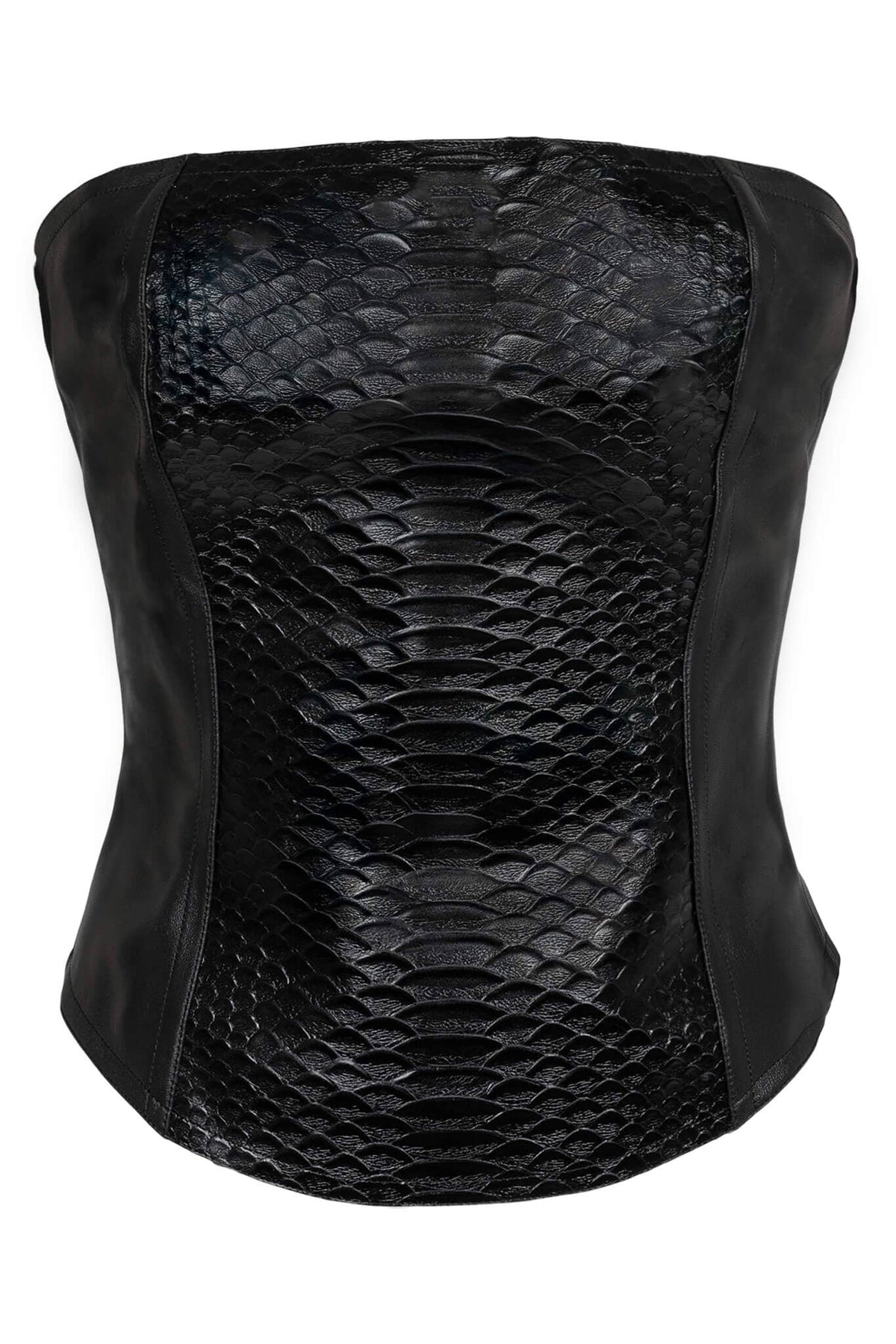 ENTERTAIN TOP Jeffrey Campbell Leather Bodice Black Snake Combo