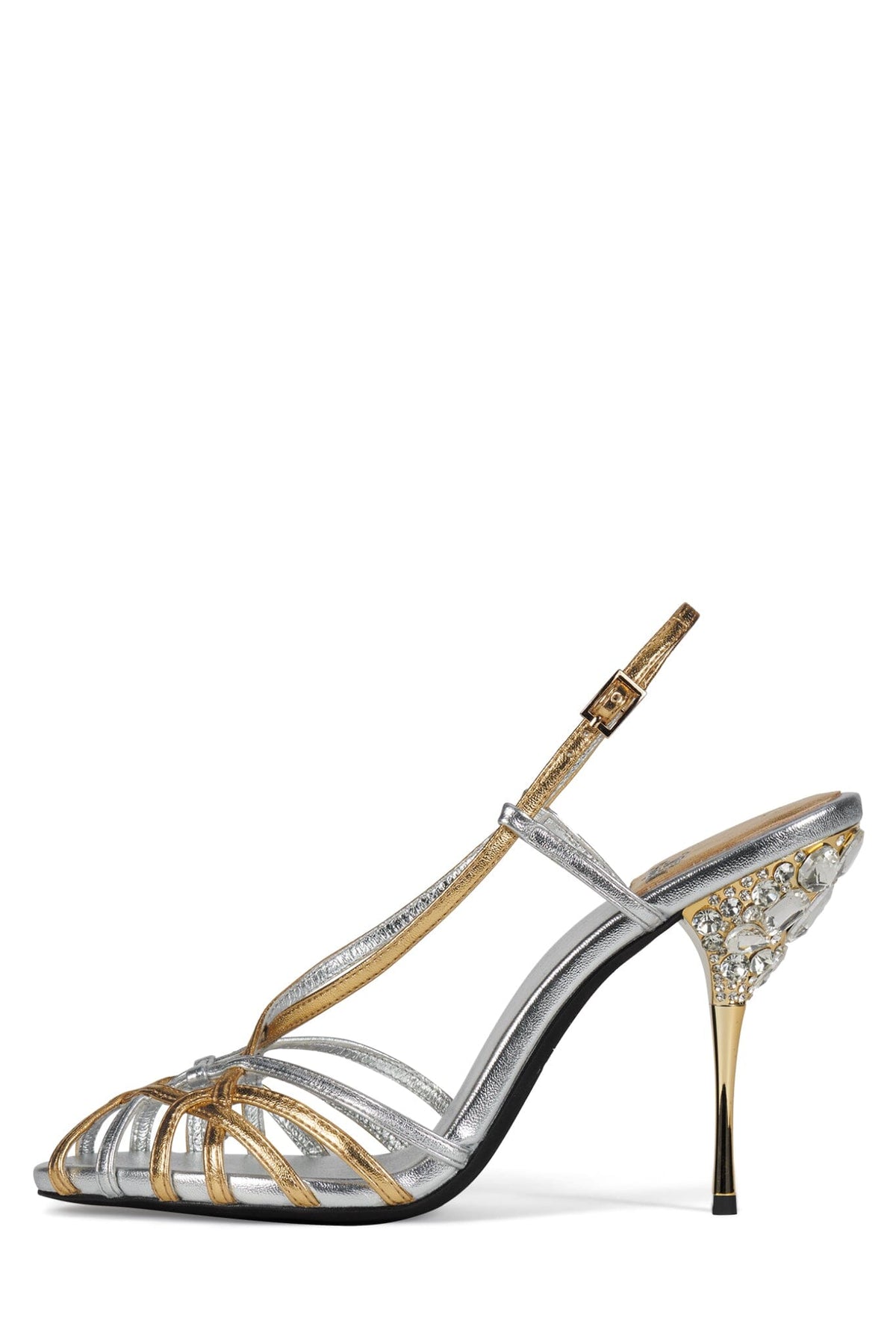 EPIPHANY Jeffrey Campbell Heeled Sandal Silver Gold