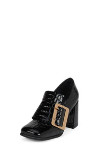 FAITHFUL Jeffrey Campbell Loafer Black Croco Patent 