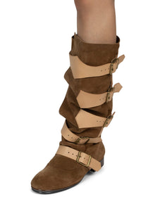FASTENED Jeffrey Campbell Knee-High Boot Tan Suede Beige _hover