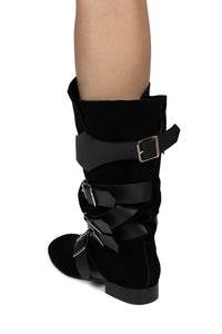 FASTENED Jeffrey Campbell Knee-High Boot Black Suede Black 