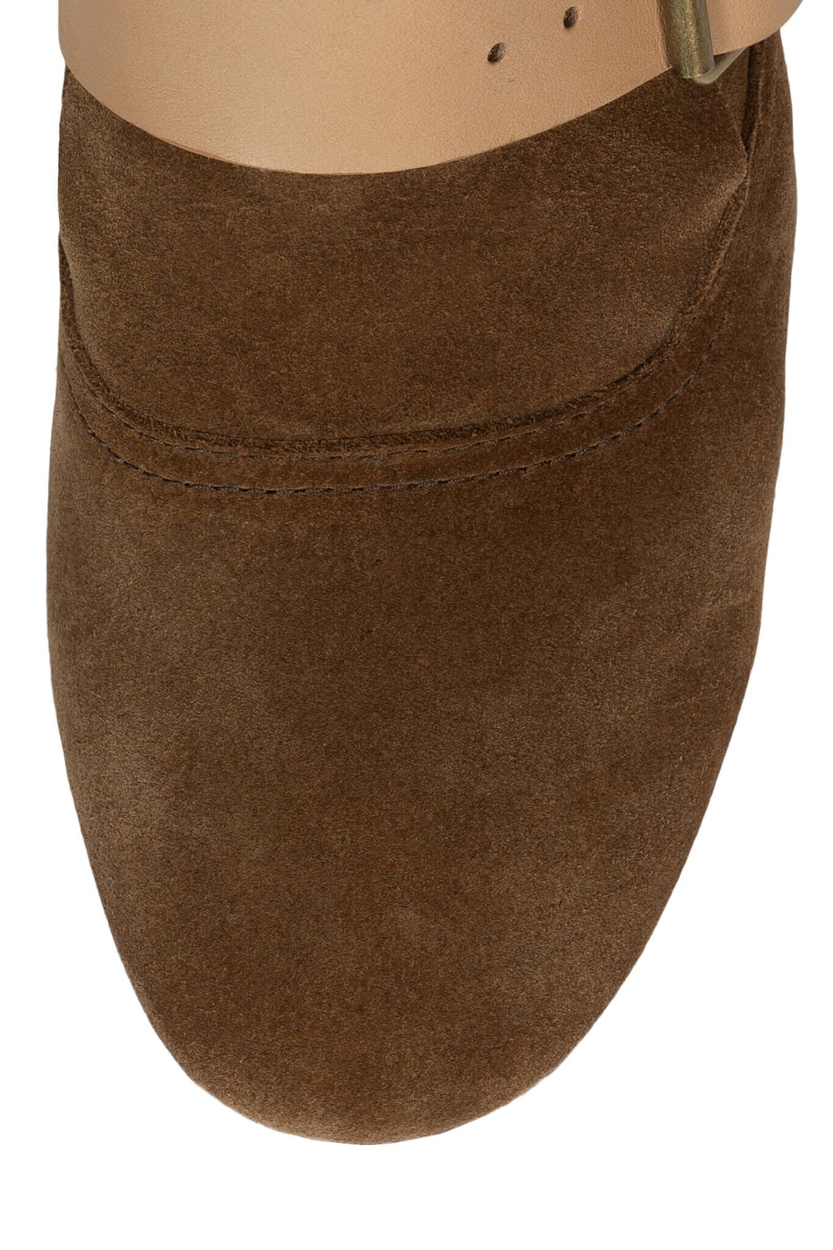 FASTENED Jeffrey Campbell Knee-High Boot Tan Suede Beige