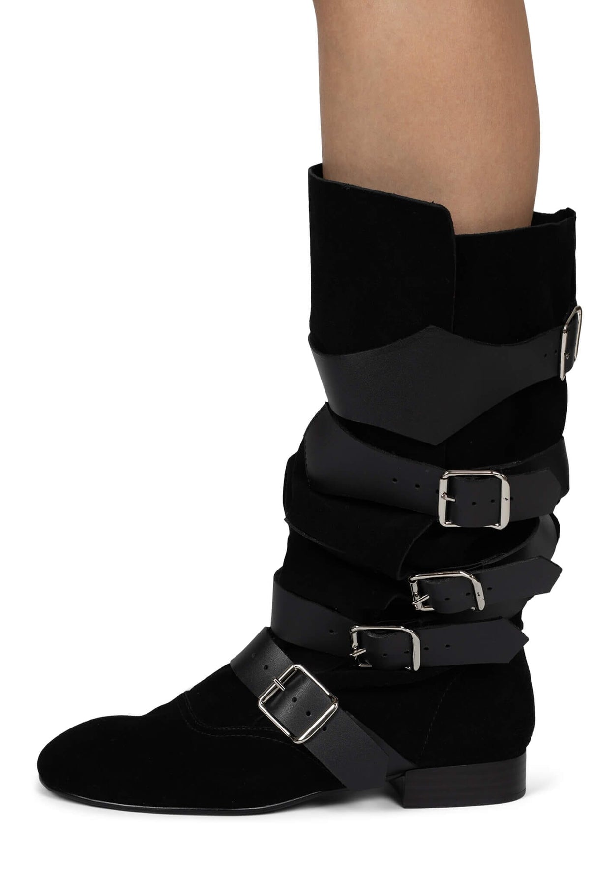 FASTENED Jeffrey Campbell Knee-High Boot Black Suede Black