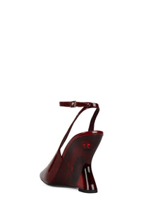 FAVRILE Jeffrey Campbell Wedge Sandal Dark Red Patent Combo