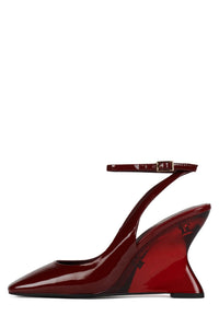 FAVRILE Jeffrey Campbell Wedge Sandal Dark Red Patent Combo 