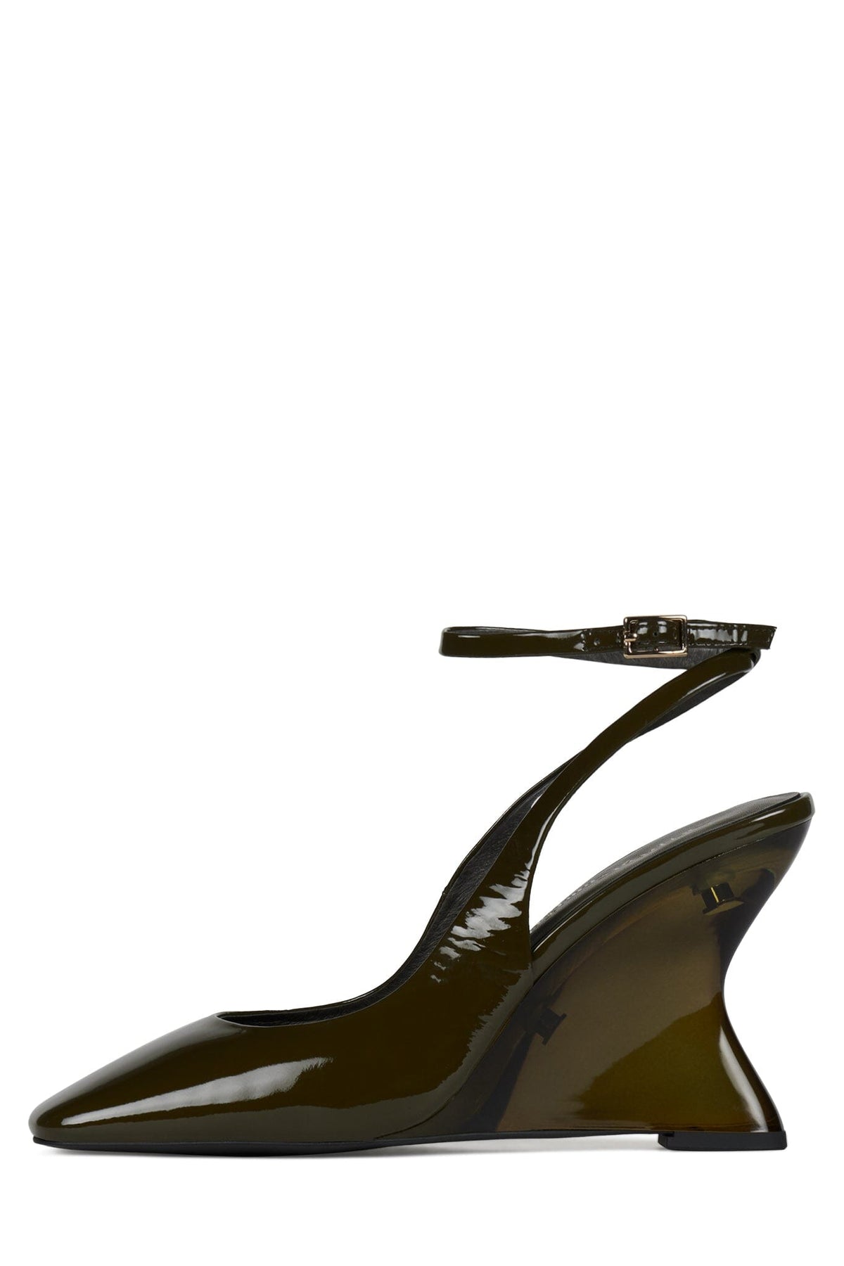 FAVRILE Jeffrey Campbell Wedge Sandal Olive Patent Combo