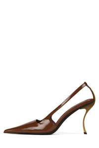 FOLIE Slingback Heel Tan Patent Bronze 