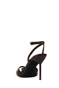 FONTAINE Jeffrey Campbell Stiletto Sandal Brown Patent