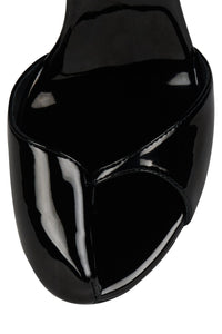 FONTAINE Jeffrey Campbell Stiletto Sandal Black Patent