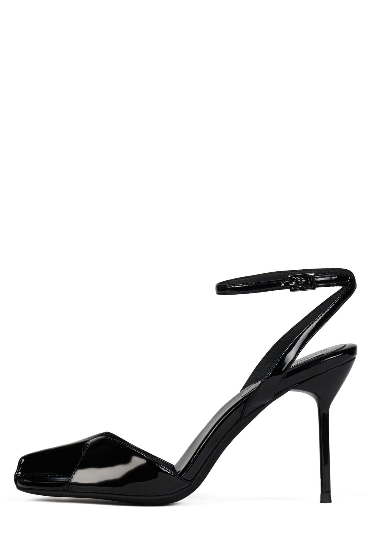 FONTAINE Jeffrey Campbell Stiletto Sandal Black Patent