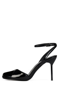 FONTAINE Jeffrey Campbell Stiletto Sandal Black Patent