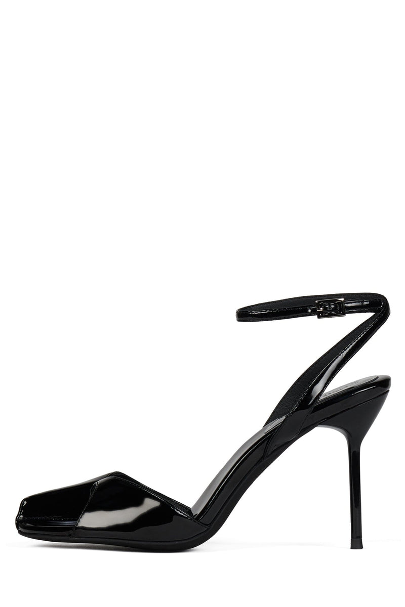 FONTAINE Jeffrey Campbell Stiletto Sandal Black Patent