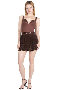 FRINGES Jeffrey Campbell Fringe Skirt Brown