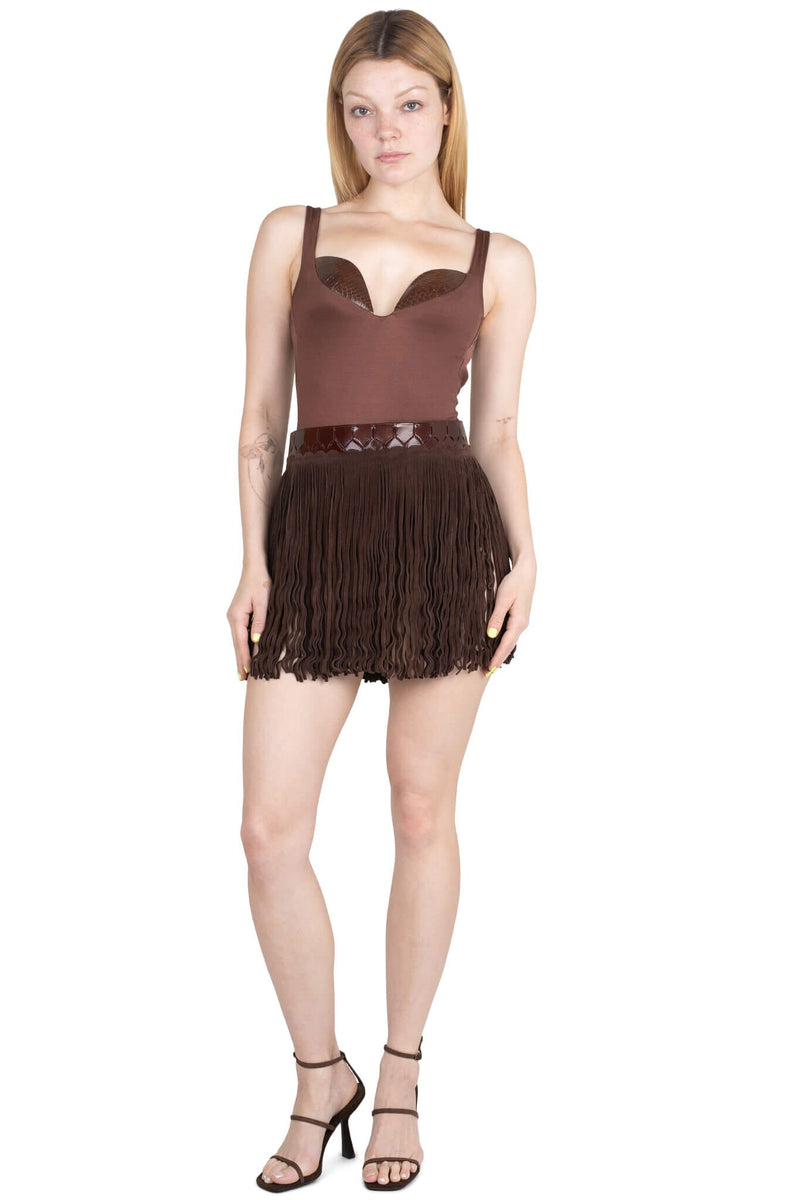 FRINGES Jeffrey Campbell Fringe Skirt Brown