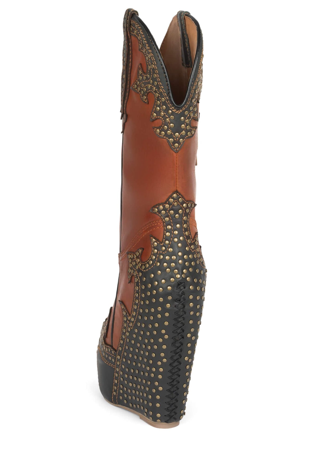 GIDDY-STUD Jeffrey Campbell Western Boots Tan Black