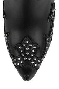 GIDDY-STUD Jeffrey Campbell Western Boots Black Washed Pewter