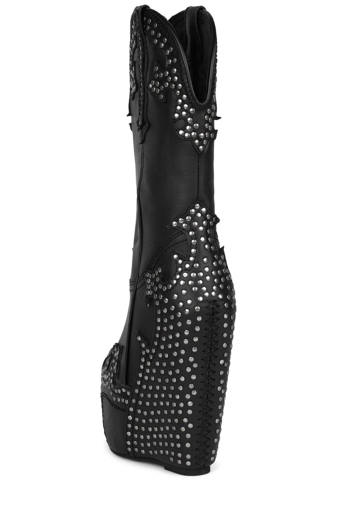 GIDDY-STUD Jeffrey Campbell Western Boots Black Washed Pewter