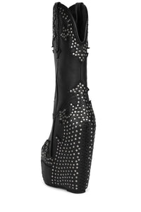 GIDDY-STUD Jeffrey Campbell Western Boots Black Washed Pewter