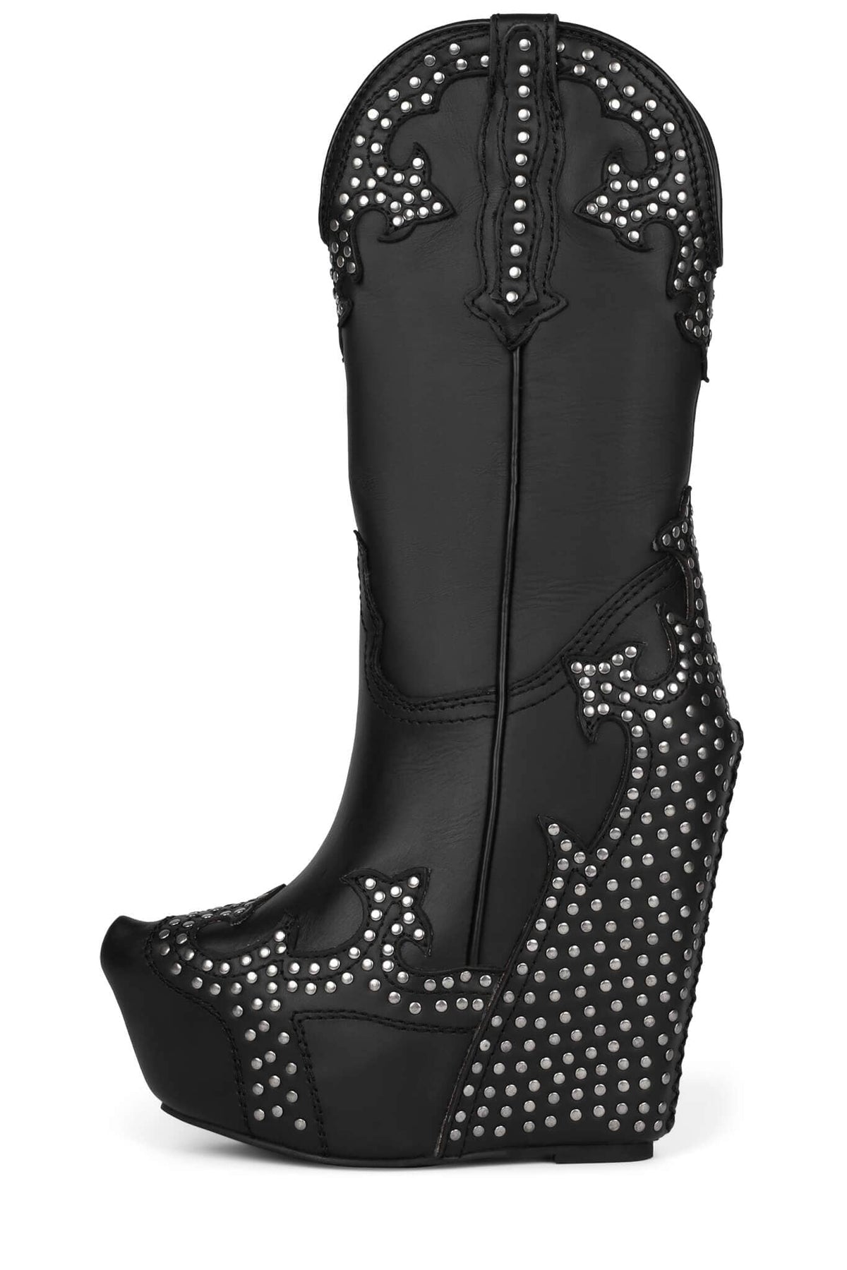 GIDDY-STUD Jeffrey Campbell Western Boots Black Washed Pewter