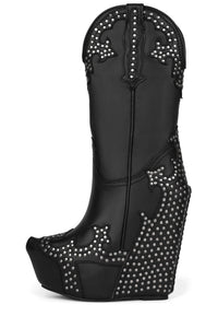 GIDDY-STUD Jeffrey Campbell Western Boots Black Washed Pewter