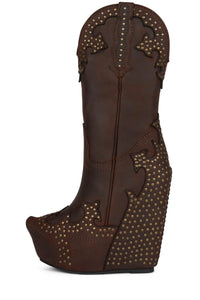 GIDDY-STUD Jeffrey Campbell Western Boots Brown Crazy Horse Bronze