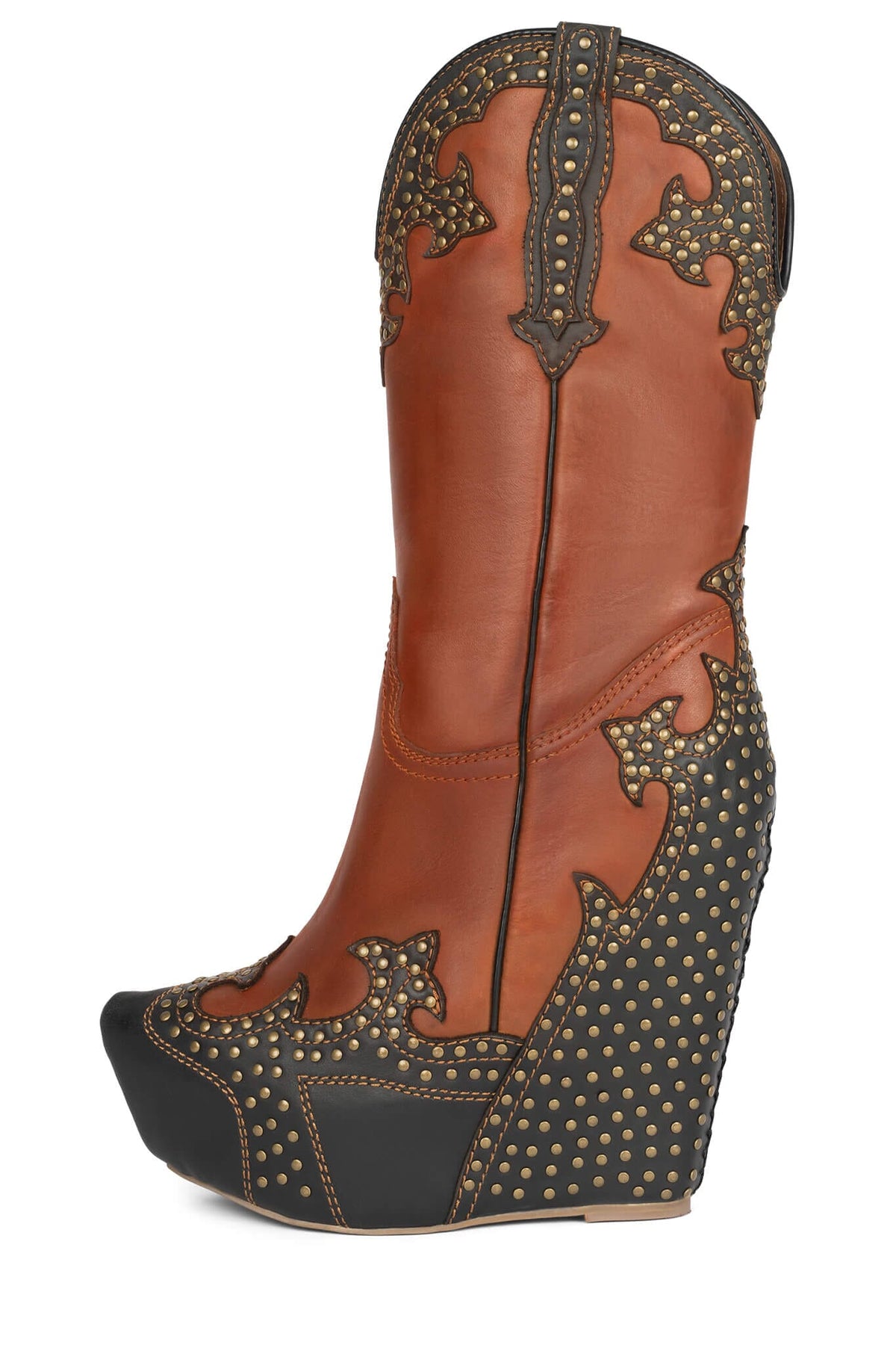 GIDDY-STUD Jeffrey Campbell Western Boots Tan Black