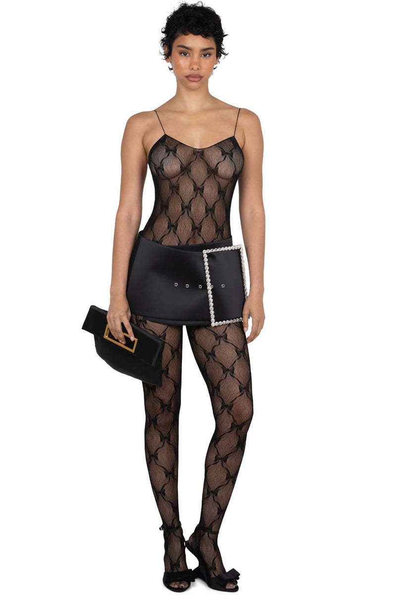 GIRLYPOP Jeffrey Campbell Mini Skirt Black Satin