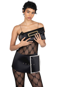 GIRLYPOP Jeffrey Campbell Mini Skirt Black Satin