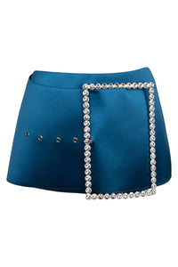 GIRLYPOP Jeffrey Campbell Mini Skirt Blue Satin