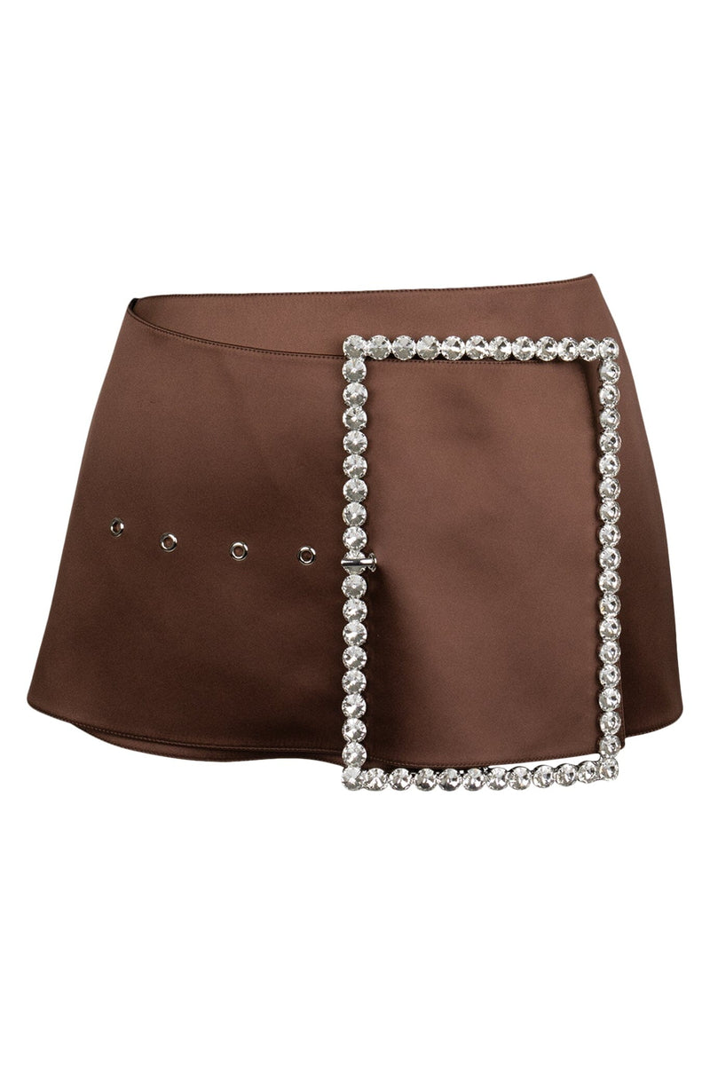 GIRLYPOP Jeffrey Campbell Mini Skirt Brown Satin