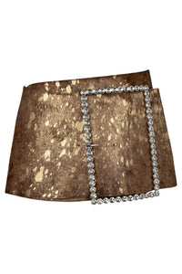 GIRLYPOP-F Jeffrey Campbell Skirt Belt Brown Gold Spot