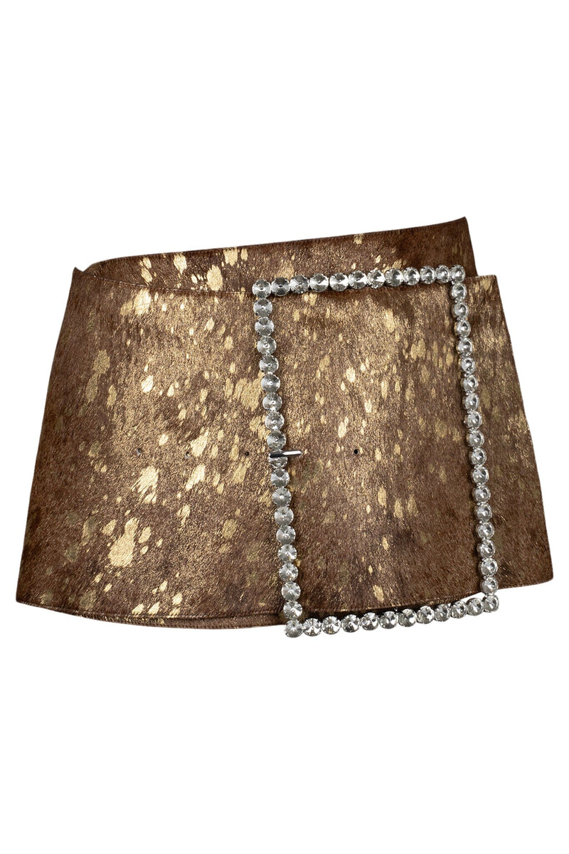 GIRLYPOP-F Jeffrey Campbell Skirt Belt Brown Gold Spot