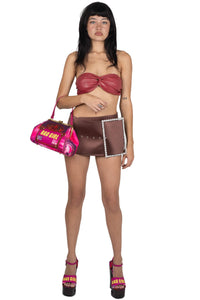 GIRLYPOP SKIRT Belt YYH Brown Satin XS_hover