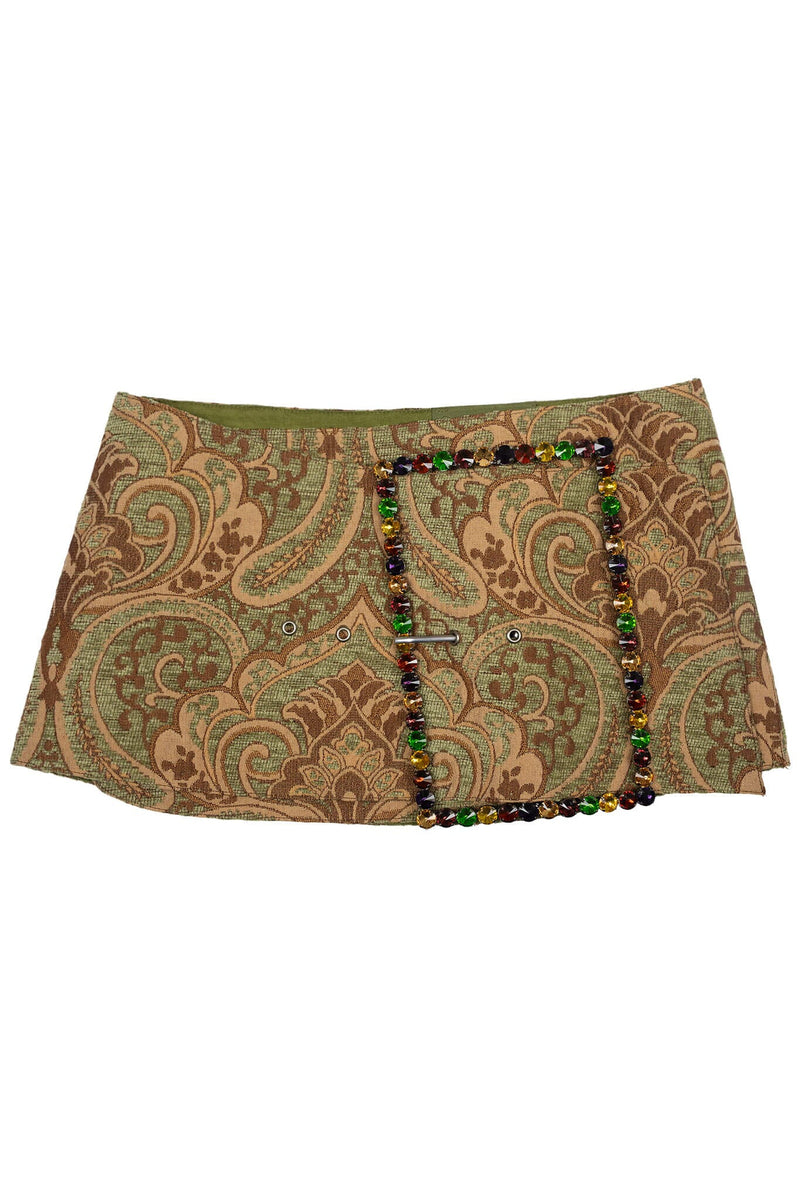 GIRLYPOP SKIRT Jeffrey Campbell Mini Skirt Brown Beige Tapestry Multi