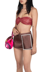 GIRLYPOP SKIRT Belt YYH Brown Satin XS 