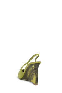 GLACIAL Slingback Wedge Chartreuse Suede Combo