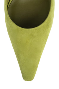 GLACIAL Slingback Wedge Chartreuse Suede Combo