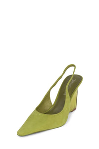 GLACIAL Slingback Wedge Chartreuse Suede Combo
_hover