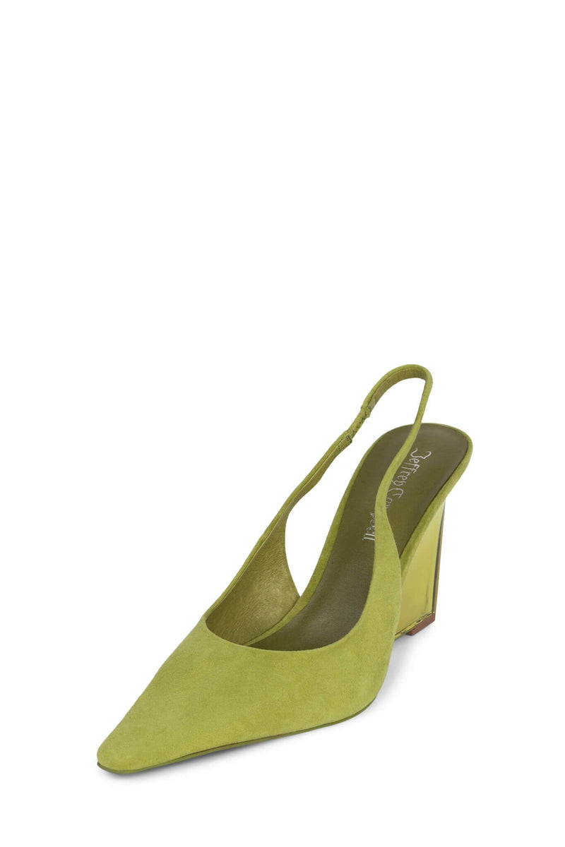 GLACIAL Slingback Wedge Chartreuse Suede Combo
_hover