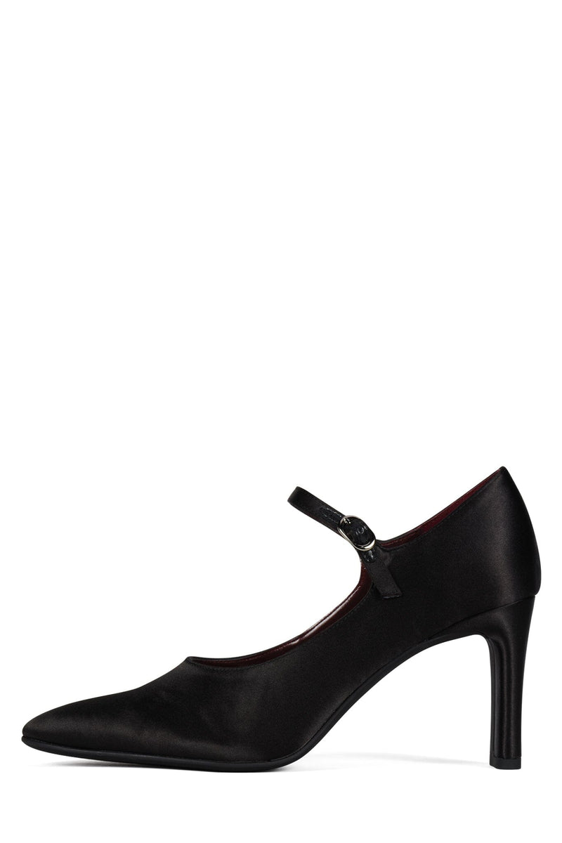 GRACELYN Jeffrey Campbell Mary-Jane Pump Black Satin
